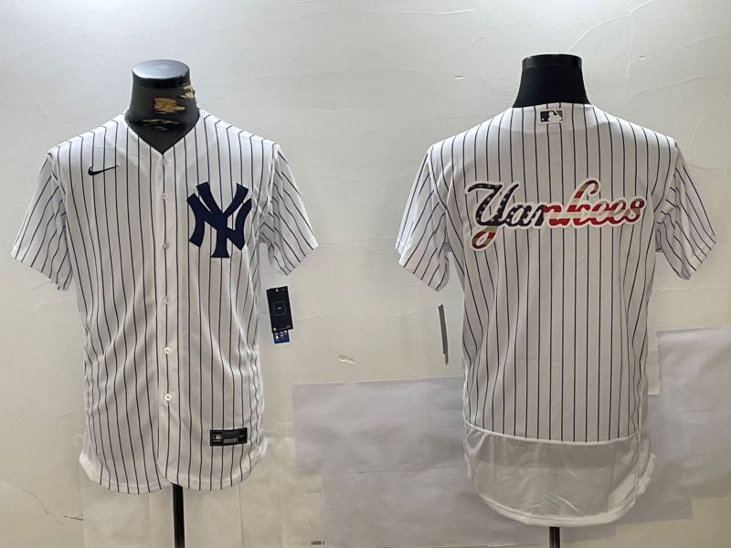 Men New York Yankees Blank White stripe Elite 2024 Nike MLB Jersey style 10163